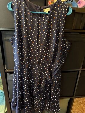 Maison Jules Navy Polka Dot Ruffle Dress